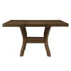 Transitional Brown Finish Dining Table with Lower Display Shelf and Extension Leaf Mindy Veneer Wood Dining Room Furniture - Brown