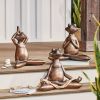 1pc Miniature Meditation Yoga Frog Resin Statue, For Desktop Living Room Bedroom Office Book Shelf Garden Outdoor Decoration, Home Decoration - lotus-