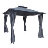 10x10 Ft Outdoor Patio Garden Gazebo Tent With Curtains,Gray - As Picture