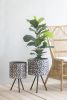 Set of 2 Metal Planter Stand,Round Galvanized Grey Farmhouse Planter - as Pic