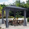 10x10 Ft Outdoor Patio Garden Gazebo Tent With Curtains,Gray - As Picture