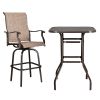 Wrought Iron Glass High Bar Table Patio Bar Table Brown - Brown