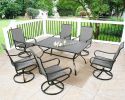 Outdoor Metal Slat Dining Table Patio Rectangle Bistro Table Outdoor Furniture Garden Table with Umbrella Hole - black