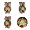 Garden Statue Owl Figurines,Solar Powered Resin Animal Sculpture with 5 Led Lights for Patio,Lawn, Garden Decor - gray