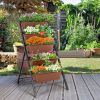 5-tier Vertical Garden Planter Box Elevated Raised Bed with 5 Container - Brown