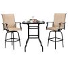 Wrought Iron Glass High Bar Table Patio Bar Table Black - Black