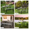 All Weather Outdoor Picnic Table Bench Set with Metal Base Wood - gray