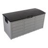 75gal 260L Outdoor Garden Plastic Storage Deck Box Chest Tools Cushions Toys Lockable Seat - Black