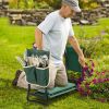 Bosonshop Garden Kneeler & Seat Folding Multi-Functional Steel Garden Stool with Tool Bag EVA Kneeling Pad - w/2 Tool Pouches