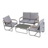 4-Piece Outdoor Patio Furniture Sets, Patio Conversation Set with Removable Seating Cushion, Courtyard Patio Set for Home, Yard, Poolside - Gray