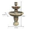 48inches Outdoor Concrete Floor Water Fountain with Submersible Electric Pump for Yard Patio Lawn Home Decor - 48inches