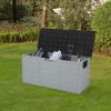 75gal 260L Outdoor Garden Plastic Storage Deck Box Chest Tools Cushions Toys Lockable Seat - Black