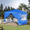 Outdoor 10x 10Ft Pop Up Gazebo Canopy Tent Removable Sidewall with Zipper,2pcs Sidewall with Windows,with 4pcs Weight sand bag,with Carry Bag - Blue