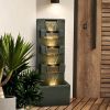 39.3inches High Concrete Modern Water Fountain with LED Lights