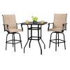 Wrought Iron Glass High Bar Table Patio Bar Table Black - Black