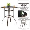 Wrought Iron Glass High Bar Table Patio Bar Table Brown - Brown