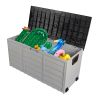 75gal 260L Outdoor Garden Plastic Storage Deck Box Chest Tools Cushions Toys Lockable Seat - Black