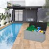 75gal 260L Outdoor Garden Plastic Storage Deck Box Chest Tools Cushions Toys Lockable Seat - Black