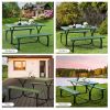 All Weather Outdoor Picnic Table Bench Set with Metal Base Wood - Green