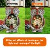 Garden Statue Owl Figurines,Solar Powered Resin Animal Sculpture with 5 Led Lights for Patio,Lawn, Garden Decor - gray