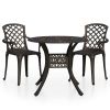 3 Piece Bistro Set Cast Aluminum Bronze - Brown