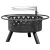 30in Outdoor Metal Fire Pit with Cooking Grates Black - As Picture