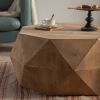 38"Three-dimensional Embossed Pattern Design American Retro Style Coffee Table - Natural