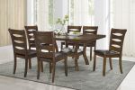 Transitional Brown Finish Dining Table with Lower Display Shelf and Extension Leaf Mindy Veneer Wood Dining Room Furniture - Brown