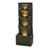 39.3inches High Concrete Modern Water Fountain with LED Lights