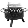 30in Outdoor Metal Fire Pit with Cooking Grates Black - As Picture