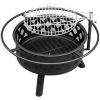 30in Outdoor Metal Fire Pit with Cooking Grates Black - As Picture