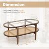 2-Tier Coffee Table with Tempered Glass Tabletop and Acacia Wood Frame - Brown