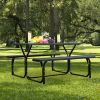 All Weather Outdoor Picnic Table Bench Set with Metal Base Wood - Black