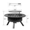 38in Metal Fire Pit with Cooking Grates Black - As Picture