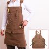 Durable Work Apron with Tool Pockets Heavy Duty Unisex Canvas Adjustable Cross-Back Straps Apron For Carpenter Painting Home BBQ - China - Upgrade Yel