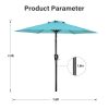 7.5ft Patio Outdoor Table Market Yard Umbrella with Push Button Tilt/Crank, 6 Sturdy Ribs for Garden, Deck, Backyard, Pool, Turquoise - as Pic