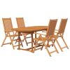 5 Piece Patio Dining Set Solid Wood Acacia - Brown