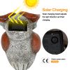 Garden Statue Owl Figurines,Solar Powered Resin Animal Sculpture with 5 Led Lights for Patio,Lawn, Garden Decor - gray