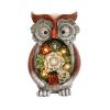 Garden Statue Owl Figurines,Solar Powered Resin Animal Sculpture with 5 Led Lights for Patio,Lawn, Garden Decor - gray