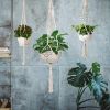 2Pcs Plant Hanger Flowerpot Net Bag 40in Cotton Rope Plant Hangers 4Legs Plant Hanger - White