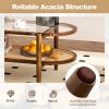 2-Tier Coffee Table with Tempered Glass Tabletop and Acacia Wood Frame - Brown