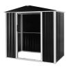 6 x 4 FT Outdoor Storage Shed, Metal Garden Storage House with Double Sliding Doors for Backyard Outdoor Patio, Black - as picture