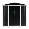 6 x 4 FT Outdoor Storage Shed, Metal Garden Storage House with Double Sliding Doors for Backyard Outdoor Patio, Black - as picture