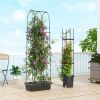 2 Pack Garden Planters with Trellis Cucumber Trellis Tomato Cage - Black