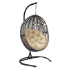 Wicker Basket Swing Chair;  Hanging Egg Chairs with Durable Stand and Waterproof Cushion for Outdoor Patio - Khaki