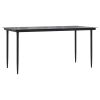 Patio Dining Table Black 63"x31.5"x29.1" Steel and Tempered Glass - Black