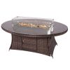 Direct Wicker Outdoor Rattan 50,000BTU Propane Gas Fire Pit Table (Table Only) - Oval