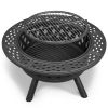 38in Metal Fire Pit with Cooking Grates Black - As Picture