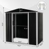 6 x 4 FT Outdoor Storage Shed, Metal Garden Storage House with Double Sliding Doors for Backyard Outdoor Patio, Black - as picture