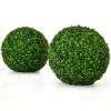 2 Pieces Artificial Topiary Balls Faux Boxwood Ball Plants - 15.5 inches